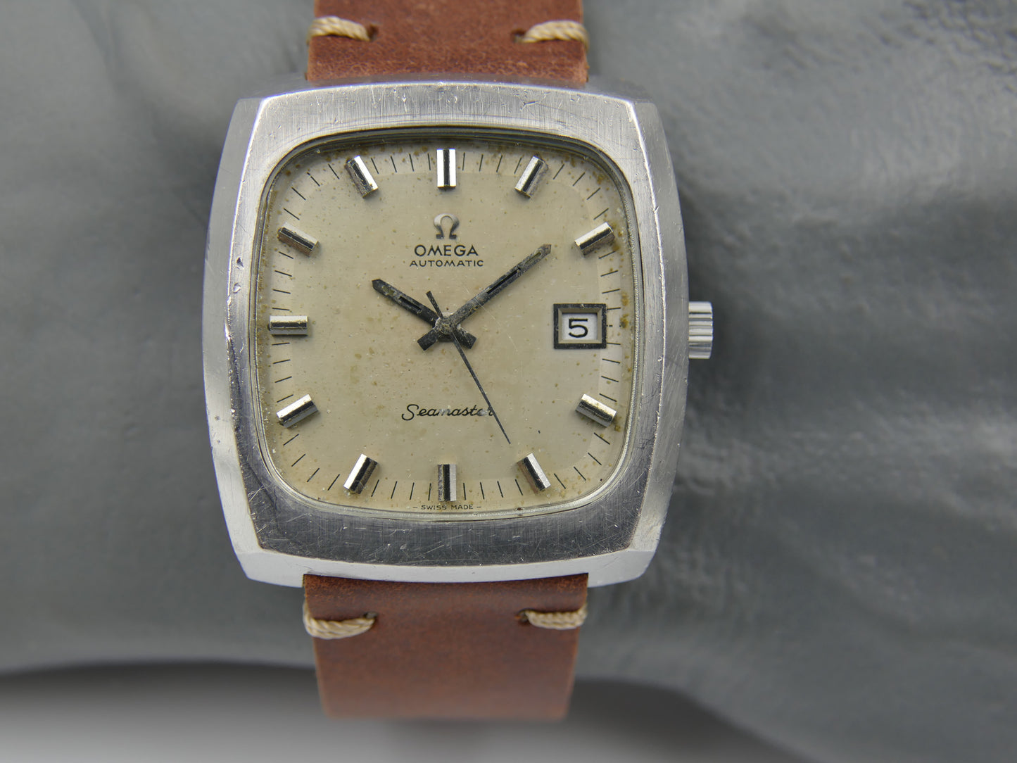 70s vintage watch mens Omega Seamaster ref. 166.0138 automatic 1012 Big Square tv