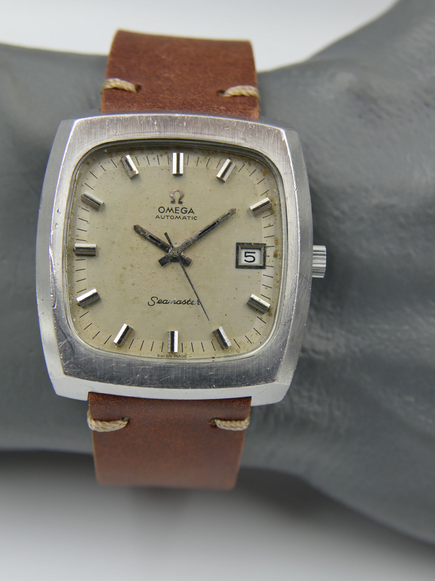 70s vintage watch mens Omega Seamaster ref. 166.0138 automatic 1012 Big Square tv