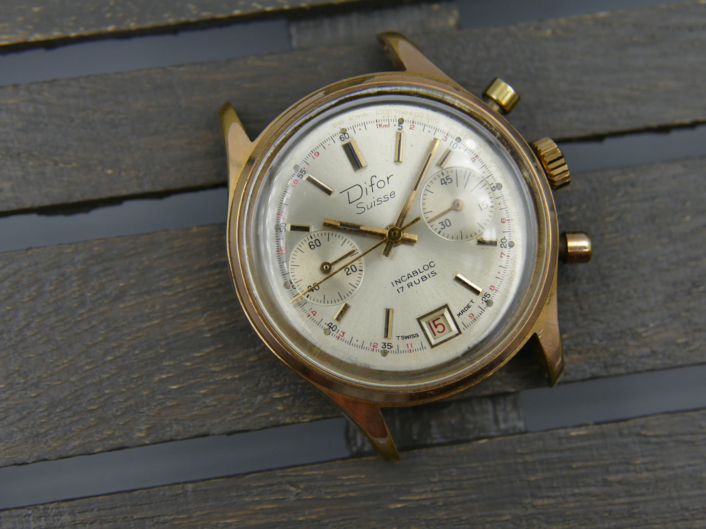 70s vintage watch mens Difor Suisse Chronograph Valjoux 7734 ref. 66.41.52