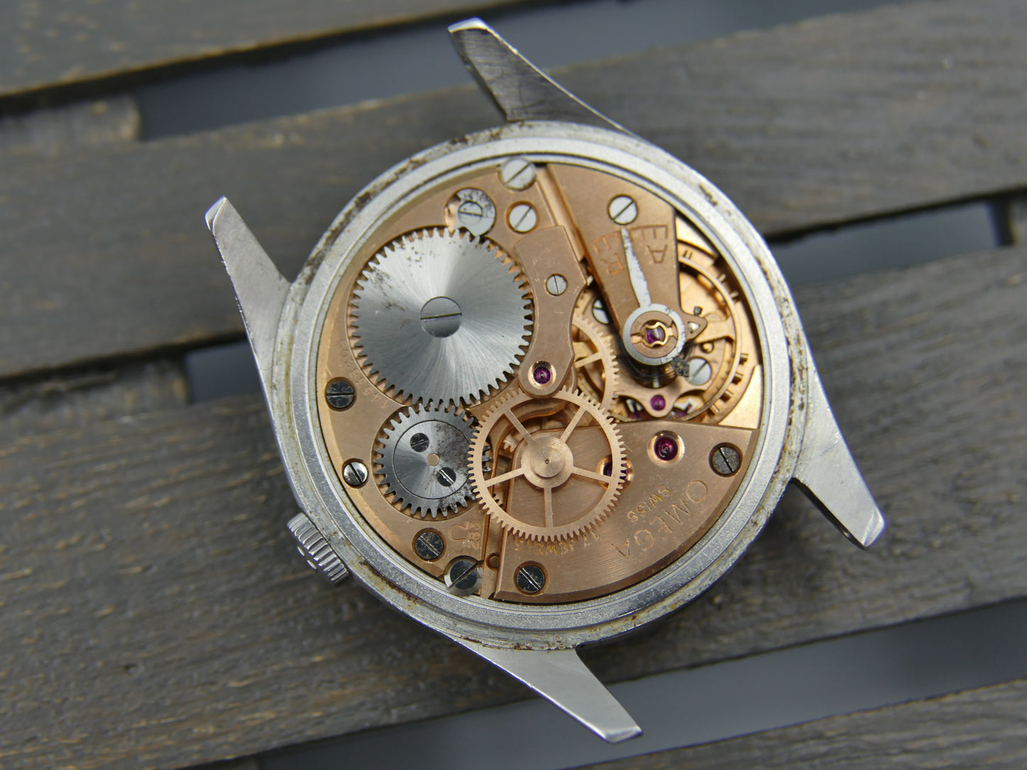 50s vintage watch mens Omega ref 2810 -4sc hand wind 283 two tone