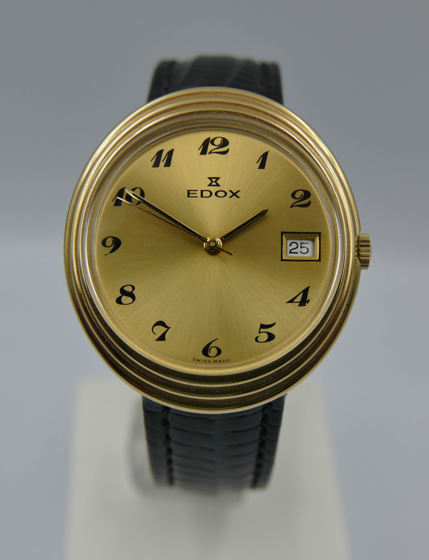 80's vintage watch mens Edox oval ref 32807-10 hand wind Cal. AS / ST 1950 / 51 N.O.S
