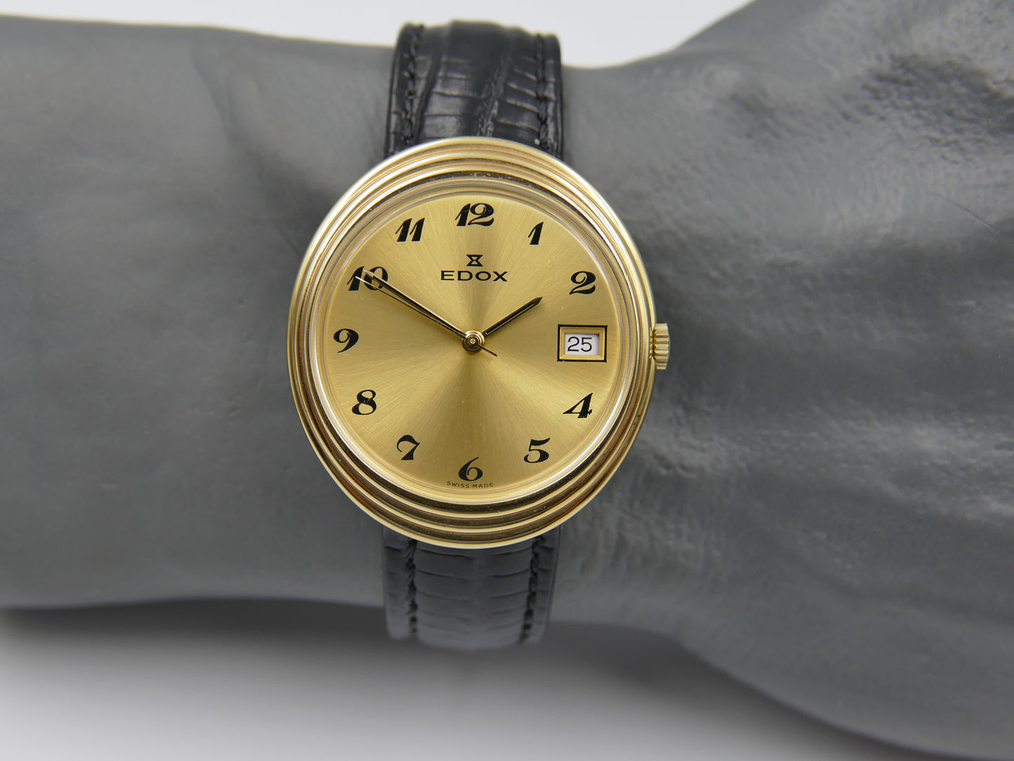 80's vintage watch mens Edox oval ref 32807-10 hand wind Cal. AS / ST 1950 / 51 N.O.S