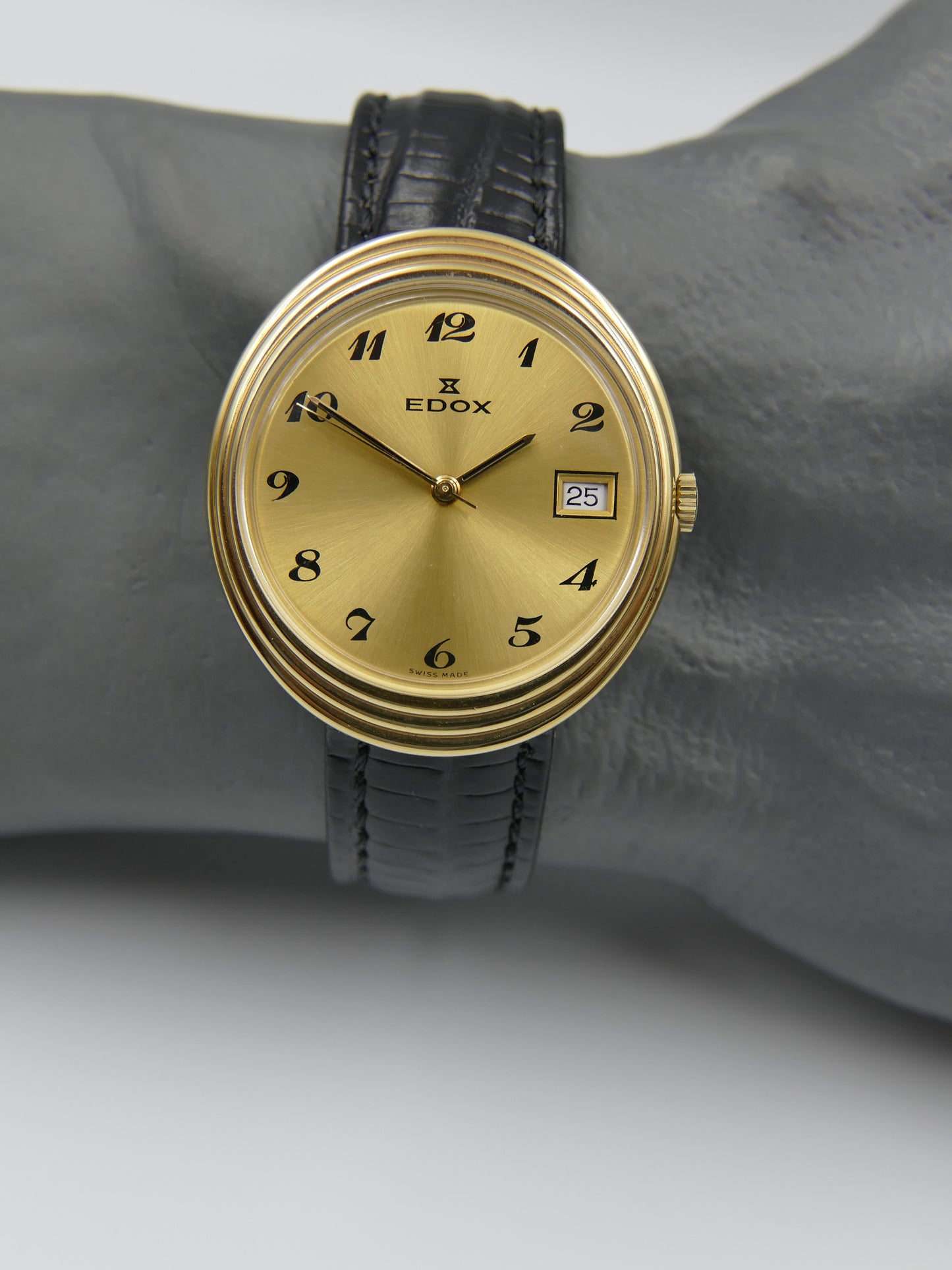 80's vintage watch mens Edox oval ref 32807-10 hand wind Cal. AS / ST 1950 / 51 N.O.S