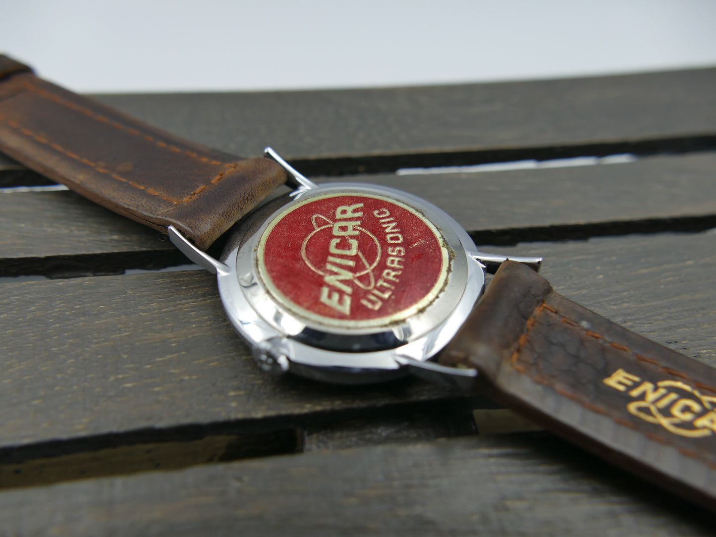 60's vintage watch mens Enicar Florence Ultrasonic cal. AR 1012 B linen dial N.O.S