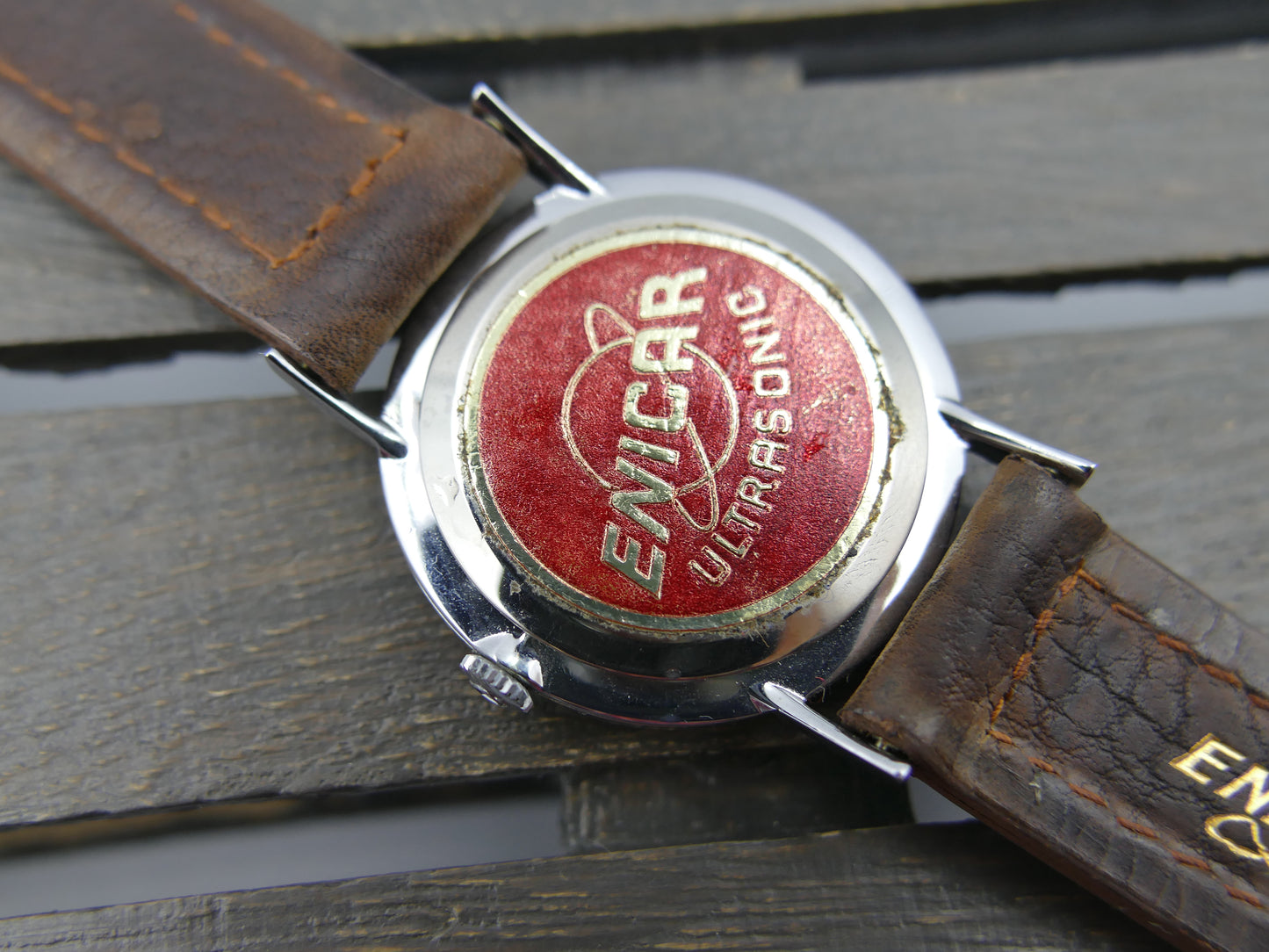 60's vintage watch mens Enicar Florence Ultrasonic cal. AR 1012 B linen dial N.O.S