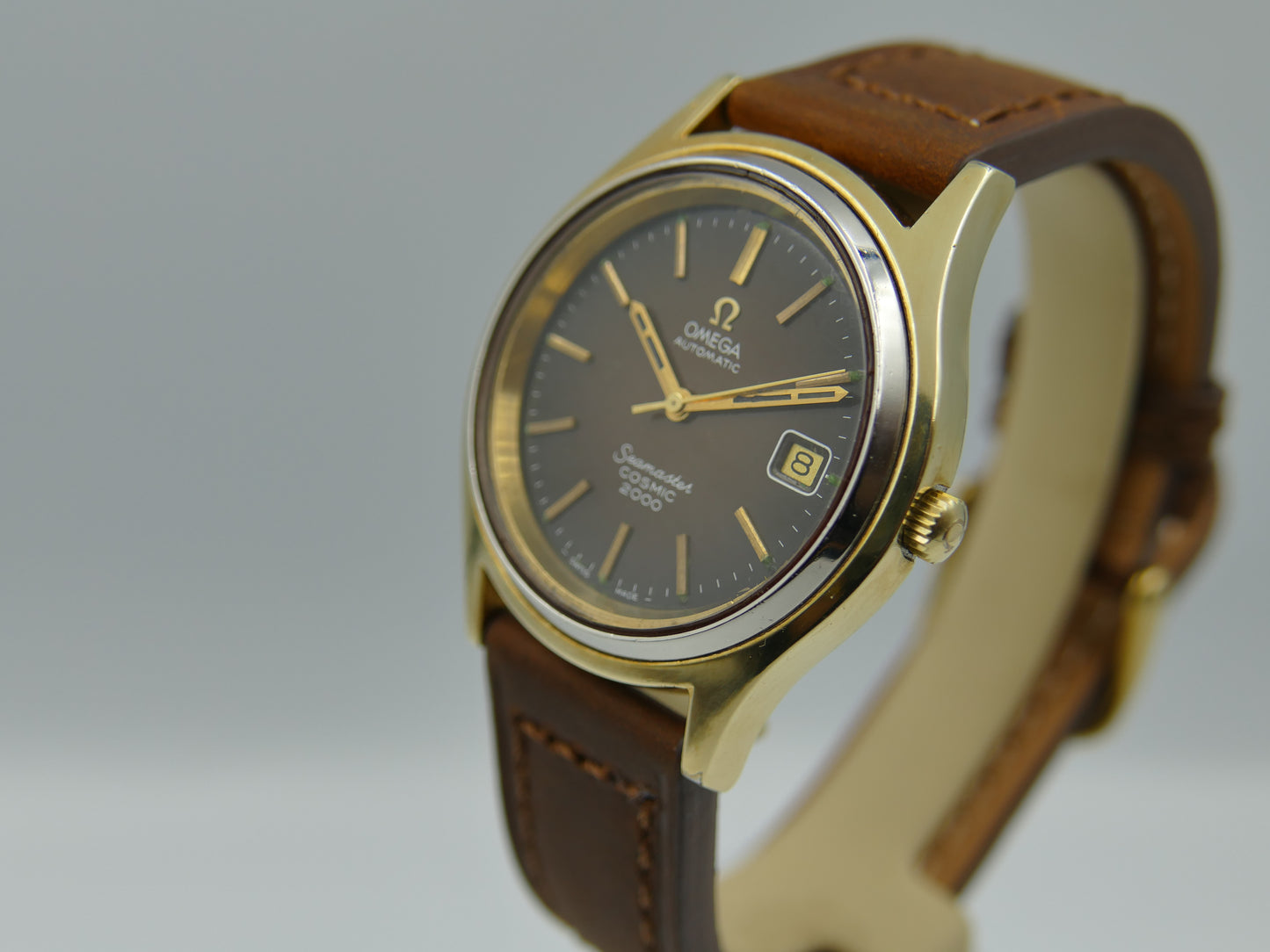 70s vintage watch mens big Omega Seamaster Cosmic 2000 ref 166.128 automatic 1012 Brown Spider Dial 38mm