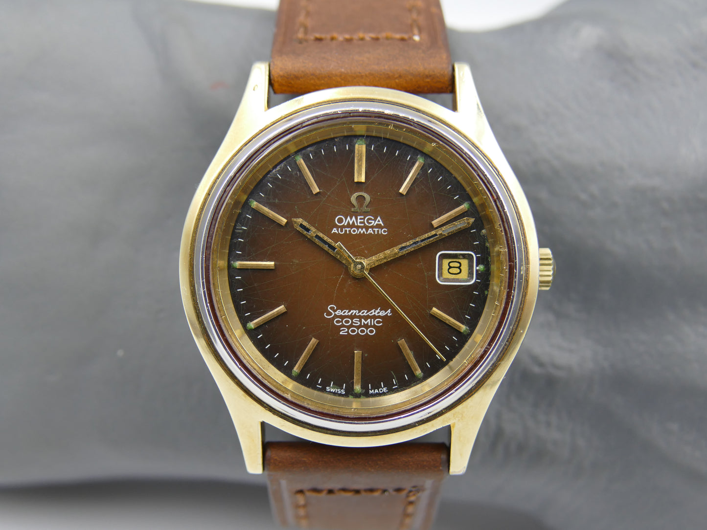 70s vintage watch mens big Omega Seamaster Cosmic 2000 ref 166.128 automatic 1012 Brown Spider Dial 38mm