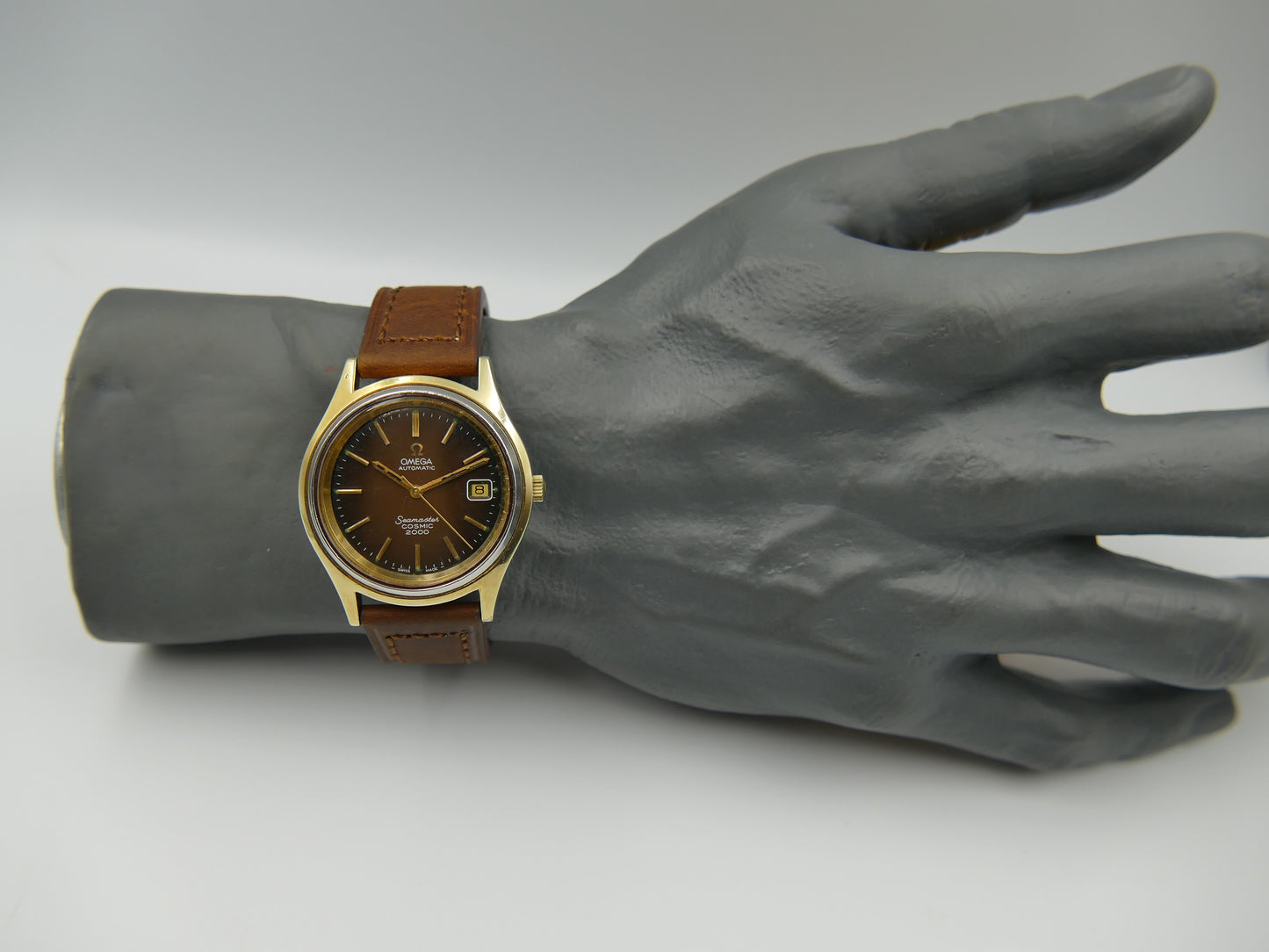 70s vintage watch mens big Omega Seamaster Cosmic 2000 ref 166.128 automatic 1012 Brown Spider Dial 38mm