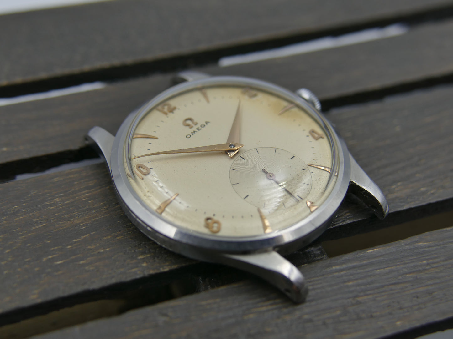 50s vintage watch mens Omega jumbo calatrava ref 2609 12 hand wind 266 37mm