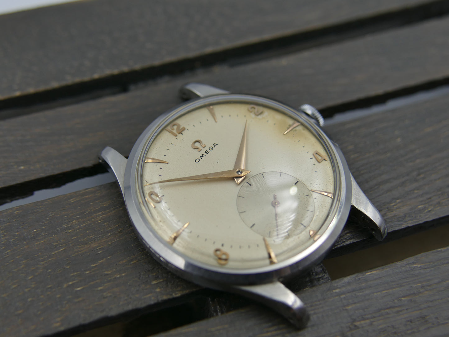50s vintage watch mens Omega jumbo calatrava ref 2609 12 hand wind 266 37mm