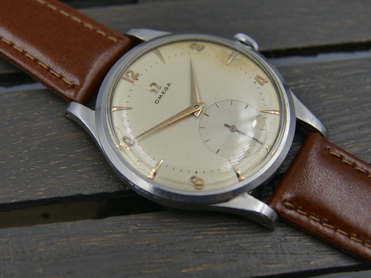 50s vintage watch mens Omega jumbo calatrava ref 2609 12 hand wind 266 37mm