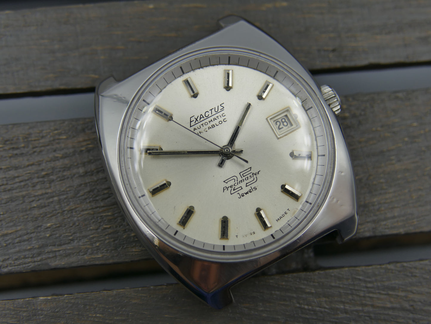 70s vintage watch mens diver compressor case Exactus precimaster automatic ETA 2472 serviced
