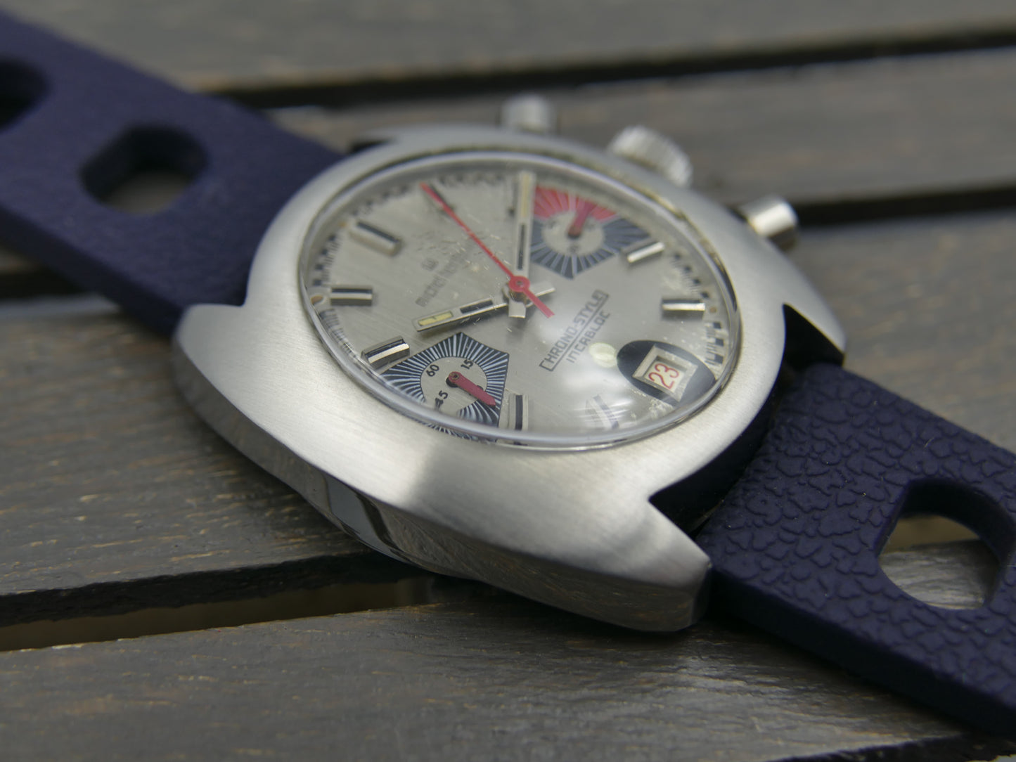 70s vintage watch mens Michel Herbelin chrono style chronograph valjoux 7734