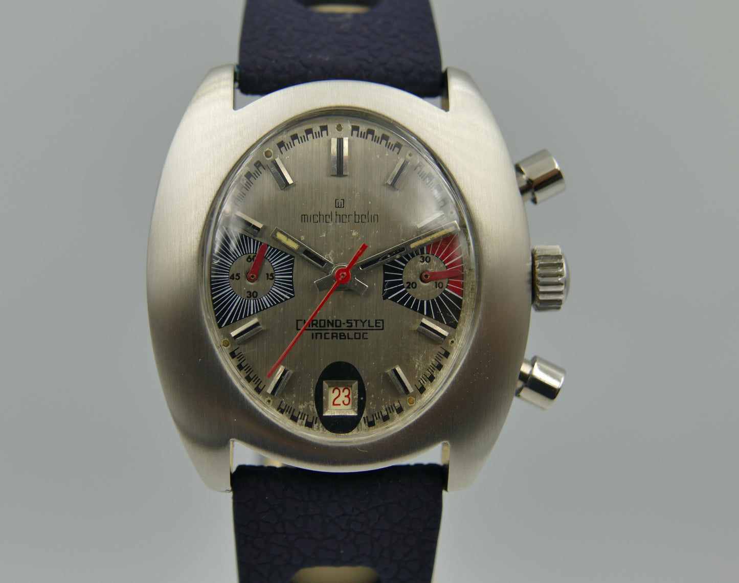 70s vintage watch mens Michel Herbelin chrono style chronograph valjoux 7734