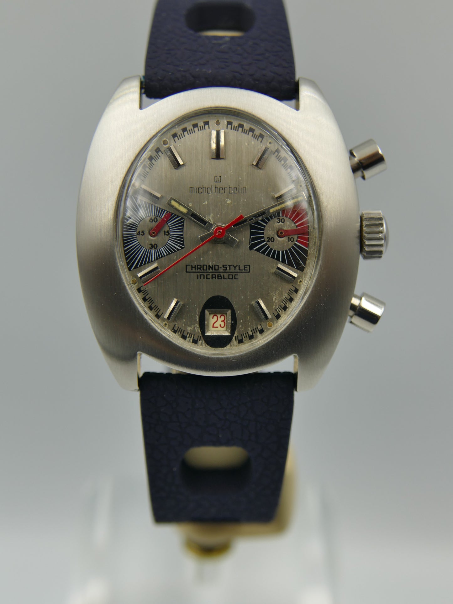 70s vintage watch mens Michel Herbelin chrono style chronograph valjoux 7734
