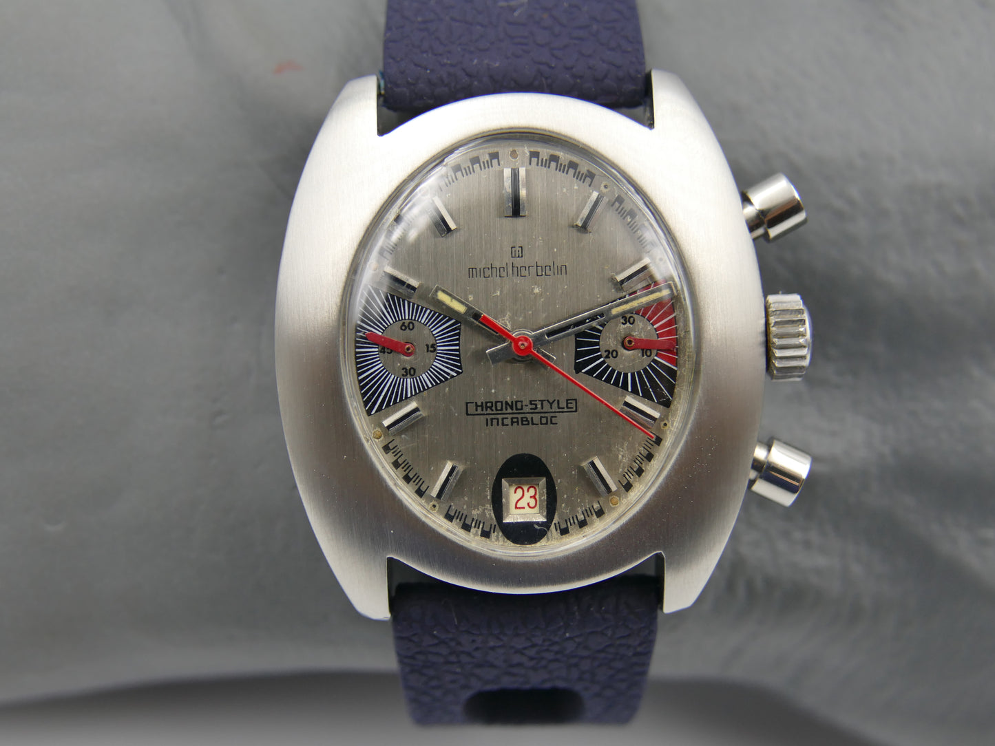 70s vintage watch mens Michel Herbelin chrono style chronograph valjoux 7734