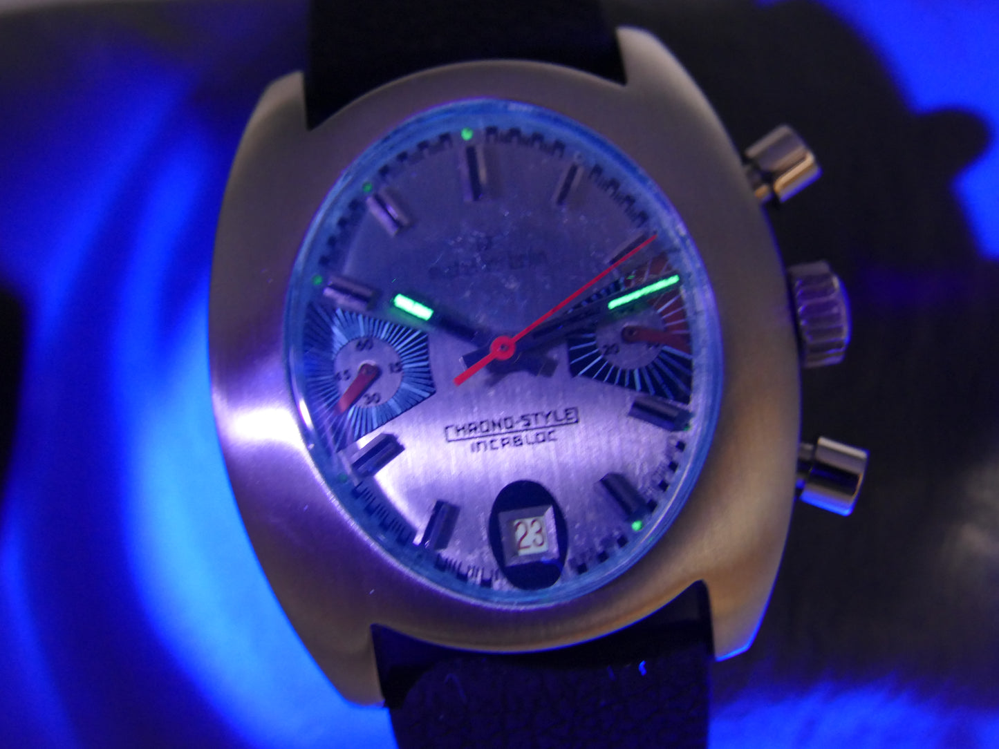 70s vintage watch mens Michel Herbelin chrono style chronograph valjoux 7734
