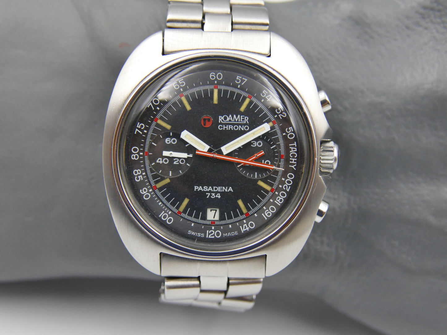 70s vintage watch mens Roamer Pasadena 734 ref 734-9120.608 chrono valjoux 7734 serviced