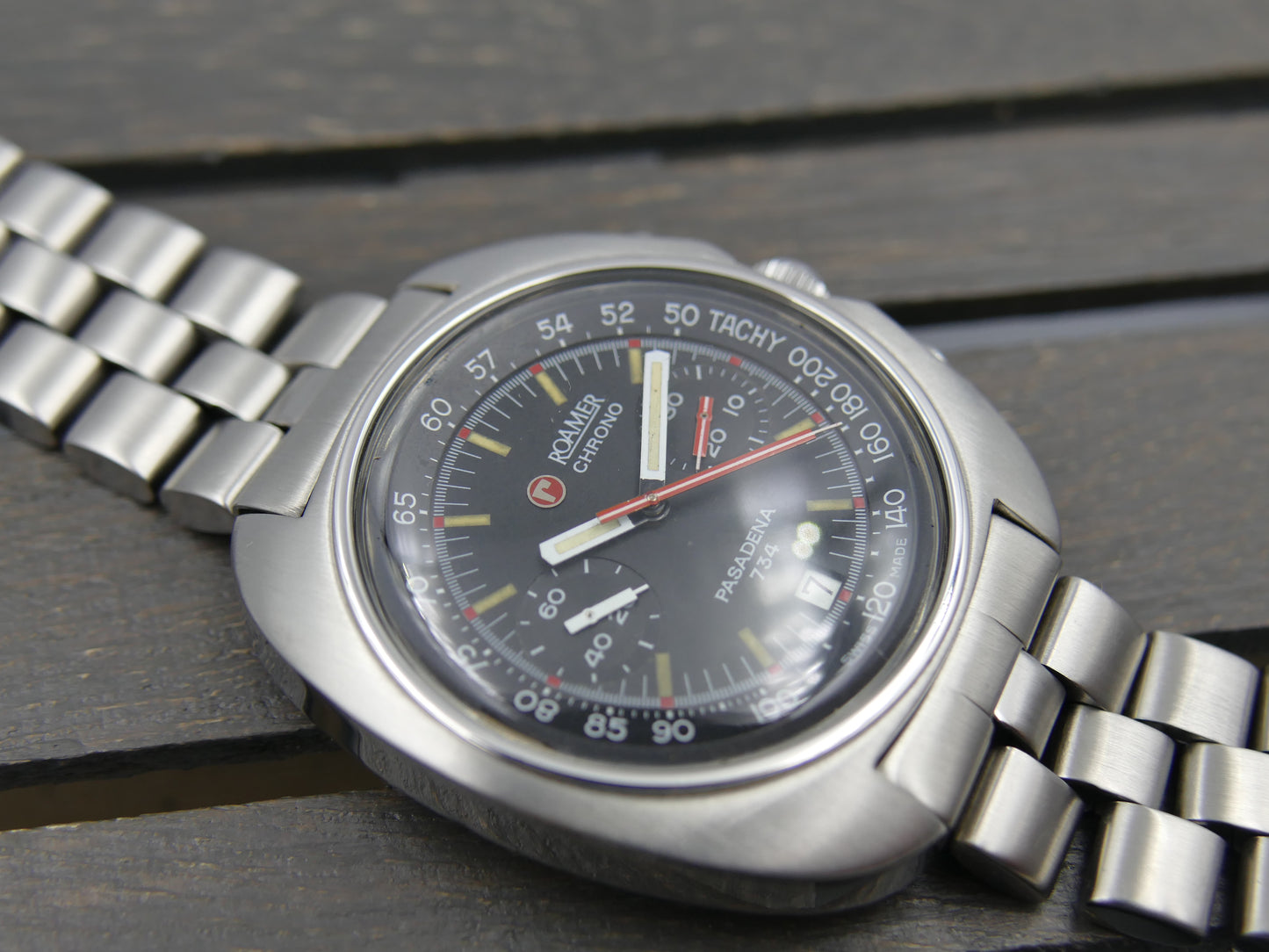70s vintage watch mens Roamer Pasadena 734 ref 734-9120.608 chrono valjoux 7734 serviced