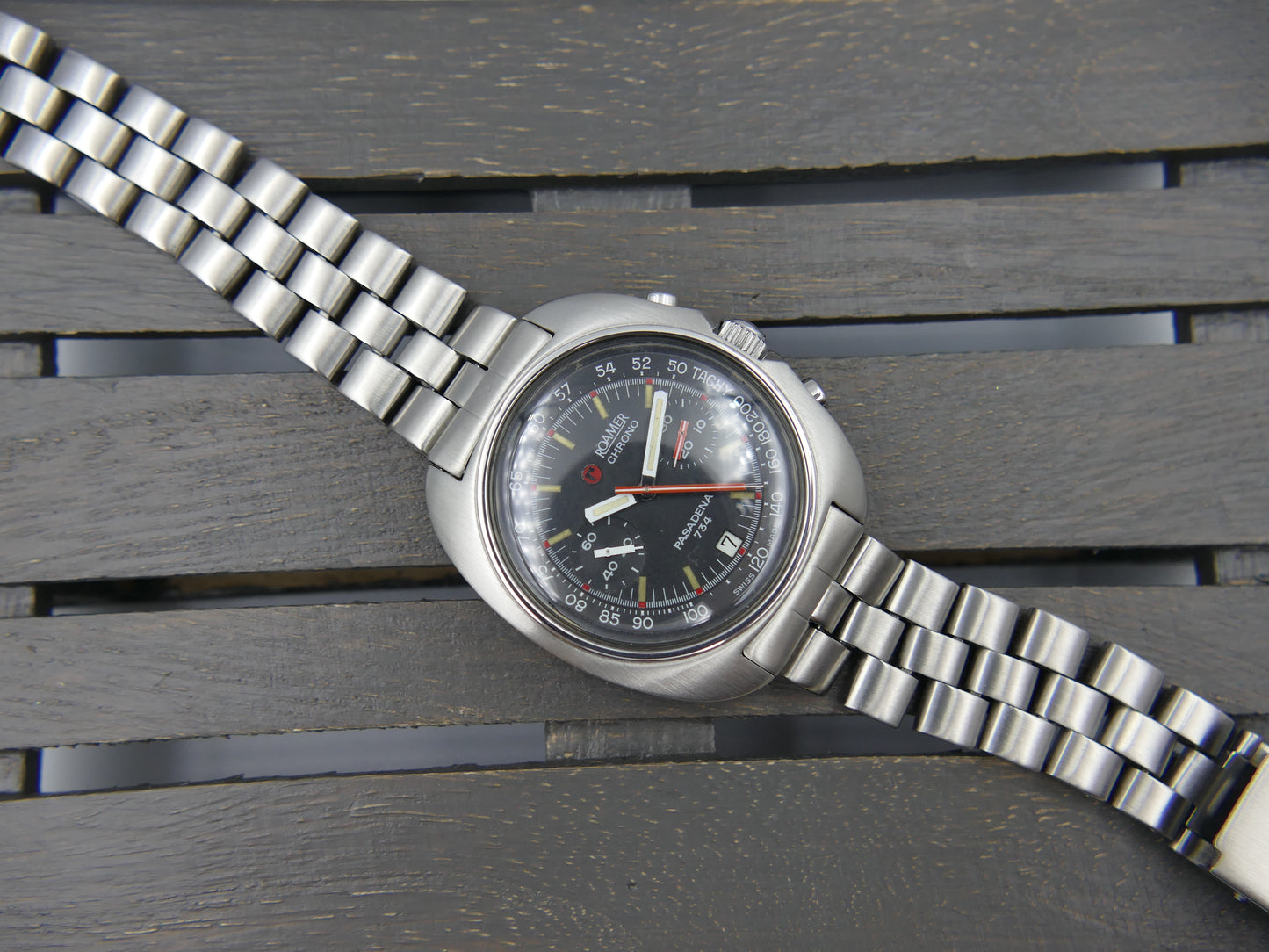 70s vintage watch mens Roamer Pasadena 734 ref 734-9120.608 chrono valjoux 7734 serviced