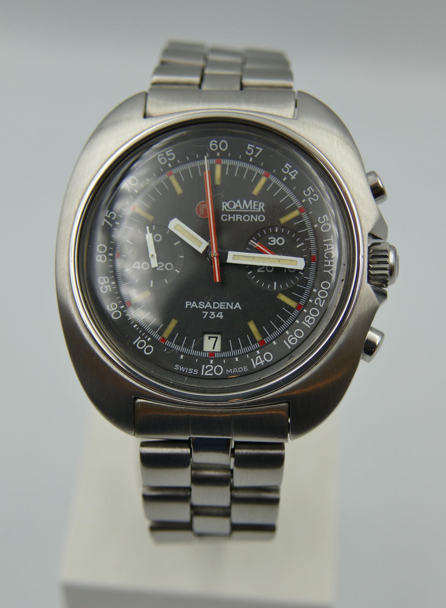 70s vintage watch mens Roamer Pasadena 734 ref 734-9120.608 chrono valjoux 7734 serviced