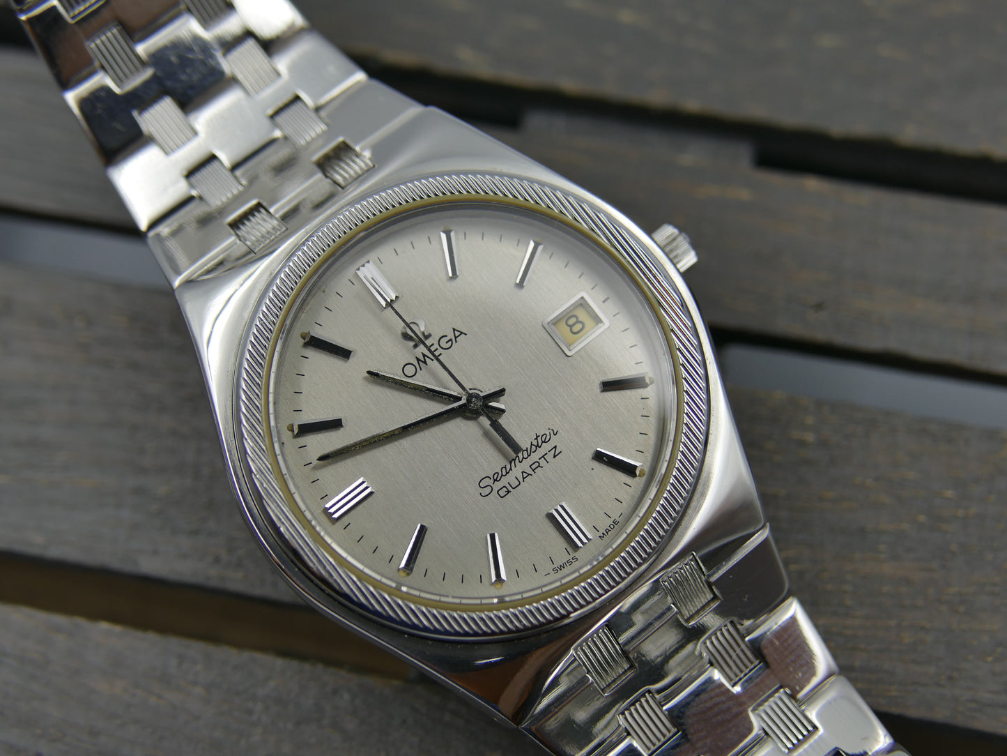 70s vintage watch mens Omega Seamaster quartz cal. 1342 ref. 196.0134 / 396.0873 royal oak