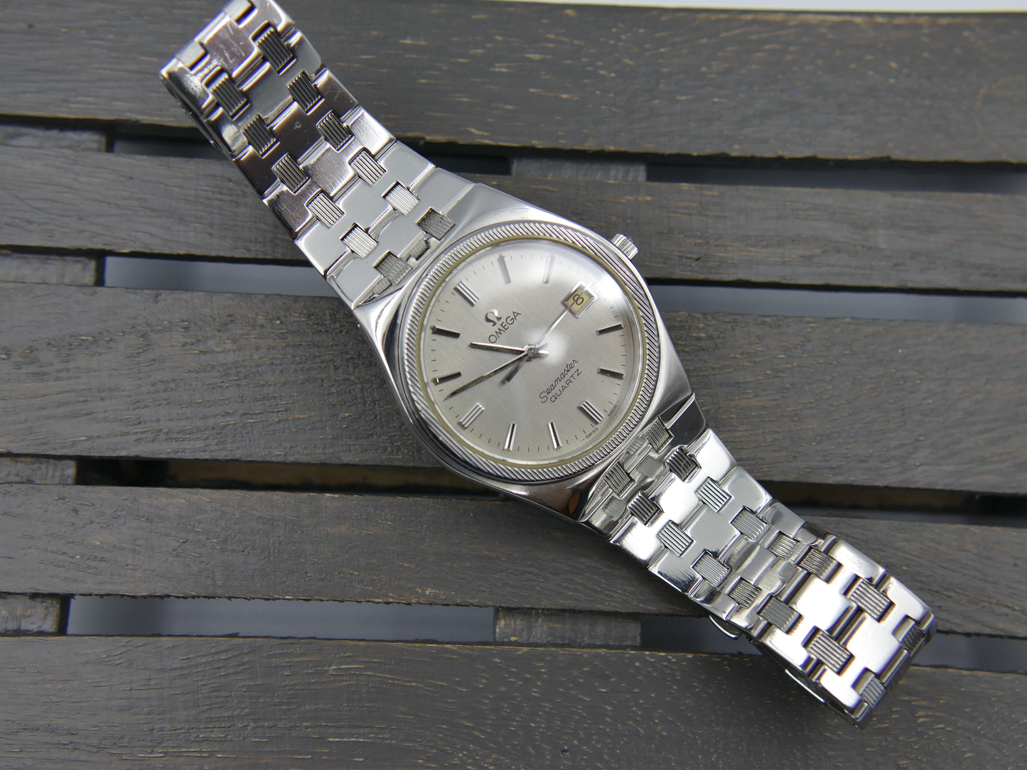 70s vintage watch mens Omega Seamaster quartz cal. 1342 ref. 196.0134 / 396.0873 royal oak
