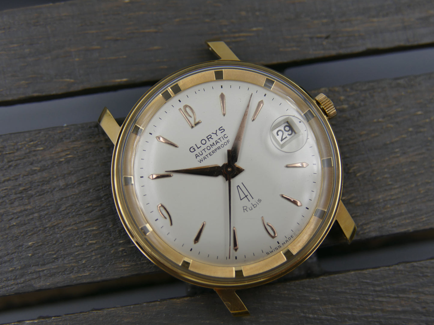 60s vintage watch mens swiss Glorys automatic 41 jewels ETA 2452 NOS serviced