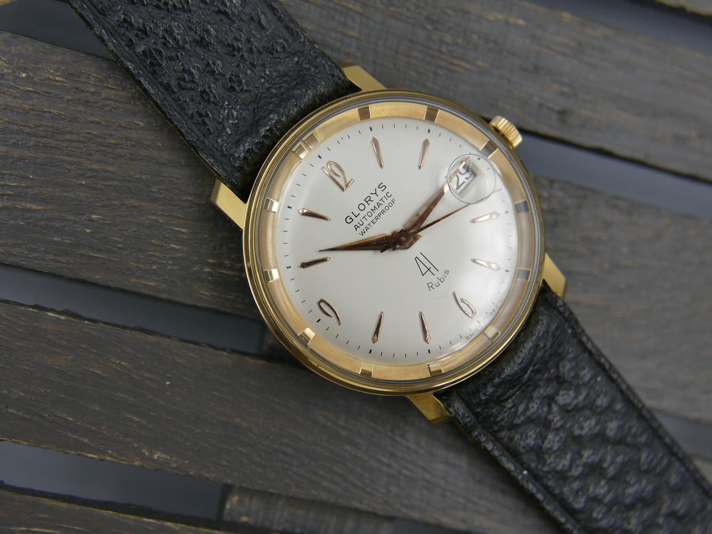 60s vintage watch mens swiss Glorys automatic 41 jewels ETA 2452 NOS serviced