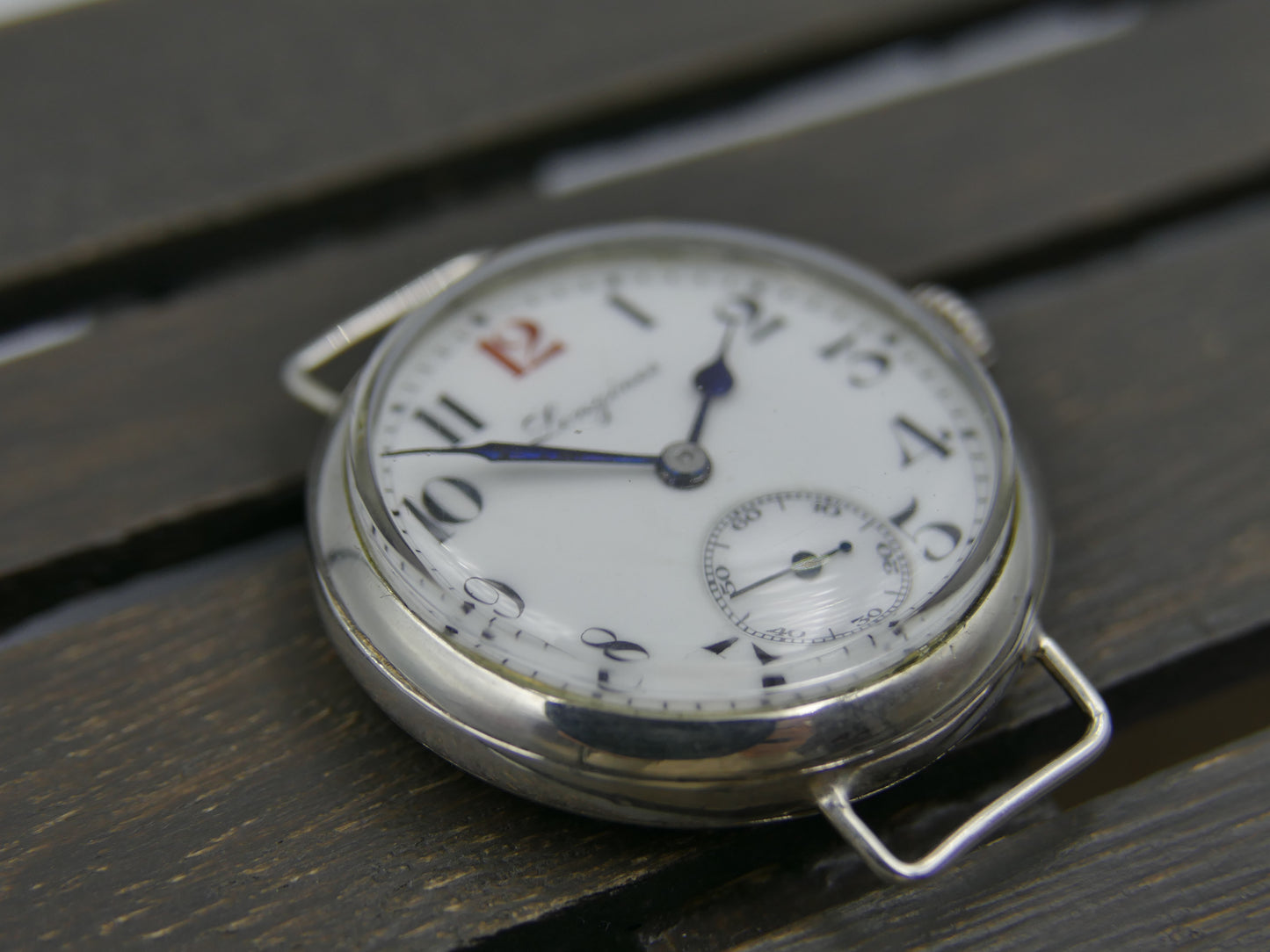 10s vintage watch WW1 Longines trench military solid silver 900 hand wind 13.34 rare
