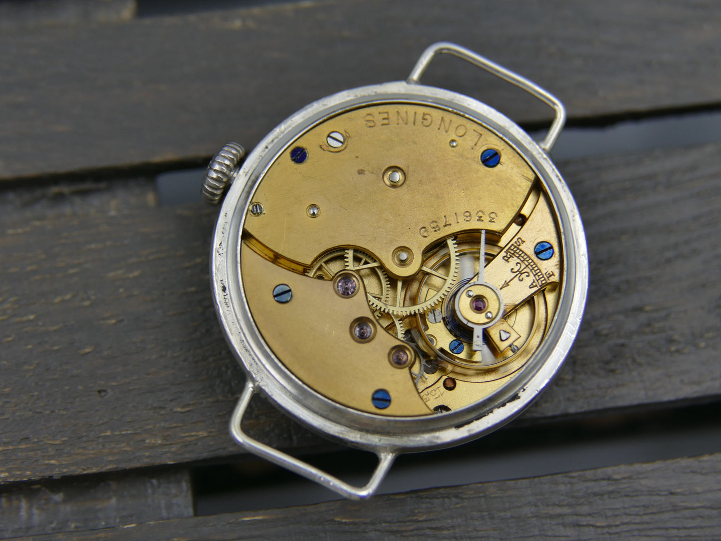 10s vintage watch WW1 Longines trench military solid silver 900 hand wind 13.34 rare