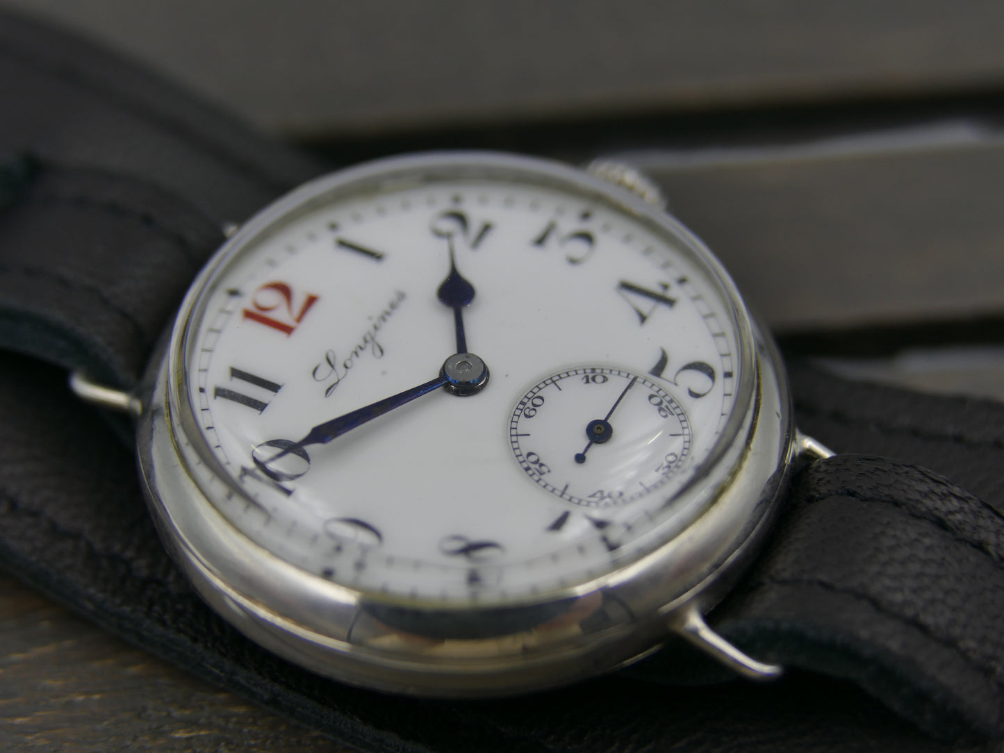 10s vintage watch WW1 Longines trench military solid silver 900 hand wind 13.34 rare