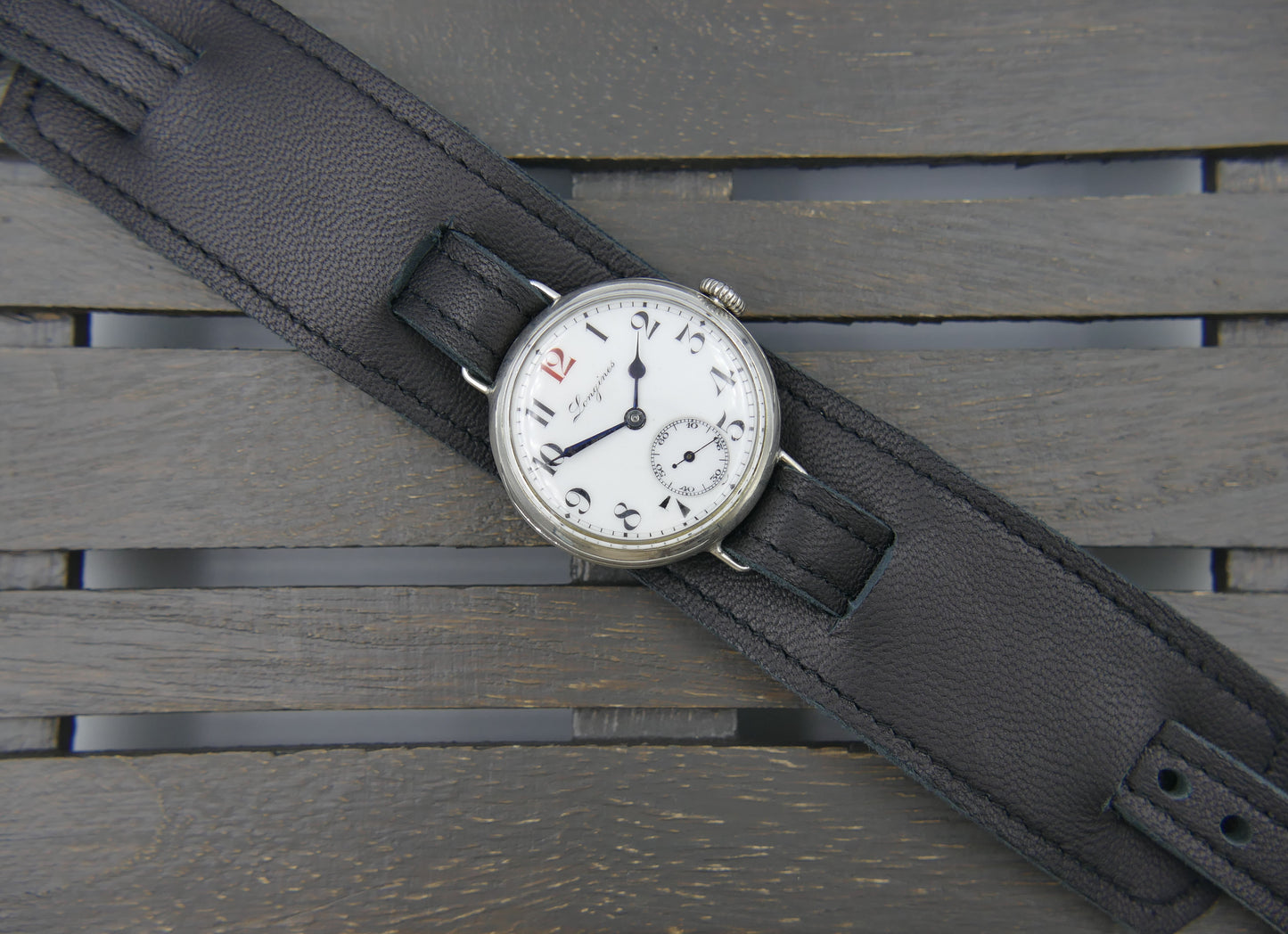 10s vintage watch WW1 Longines trench military solid silver 900 hand wind 13.34 rare