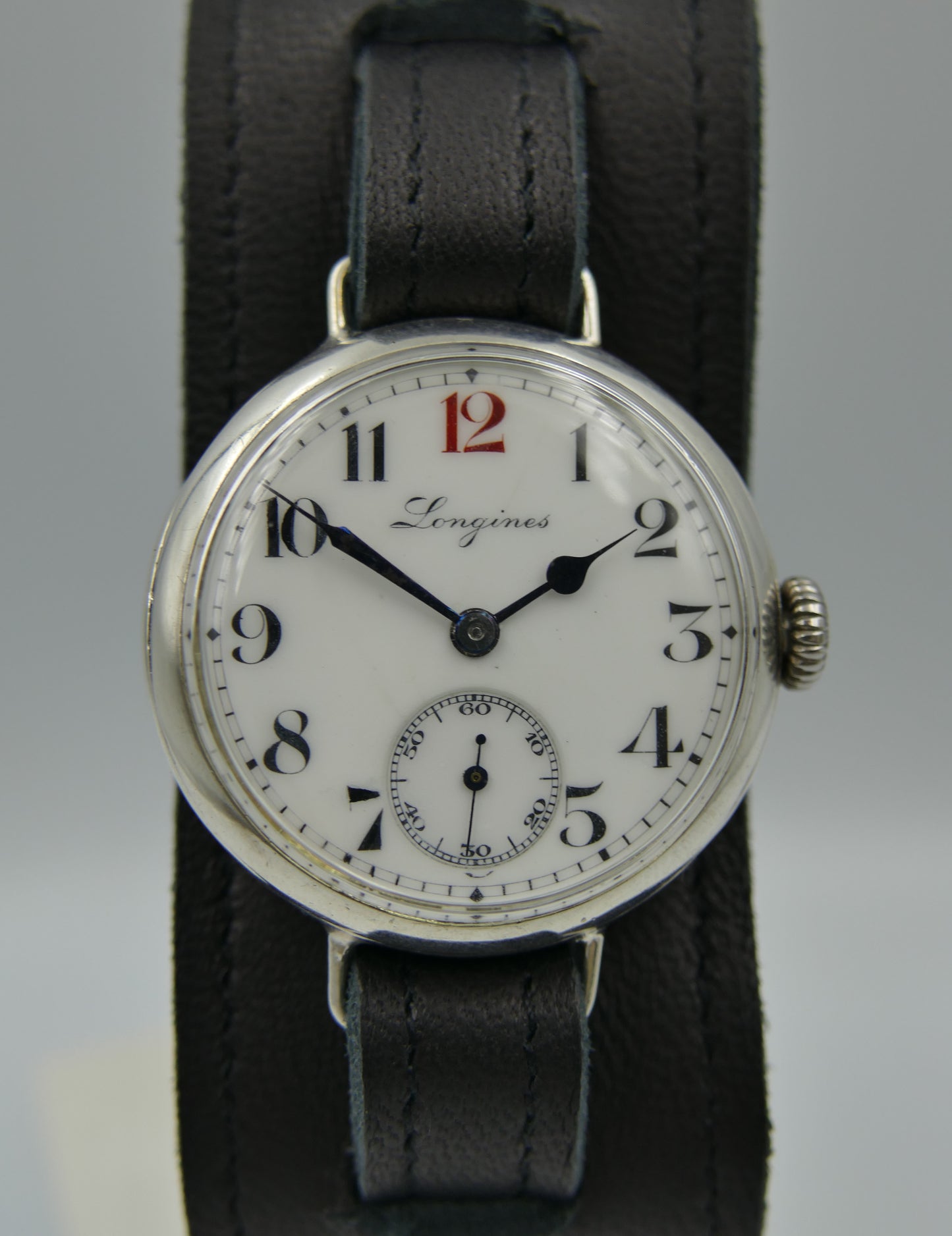 10s vintage watch WW1 Longines trench military solid silver 900 hand wind 13.34 rare