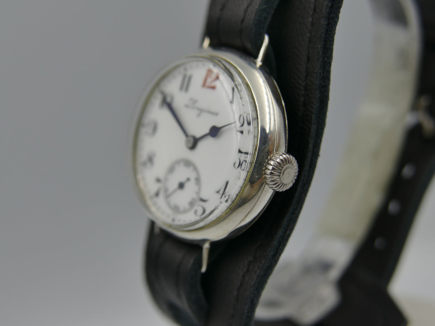 10s vintage watch WW1 Longines trench military solid silver 900 hand wind 13.34 rare