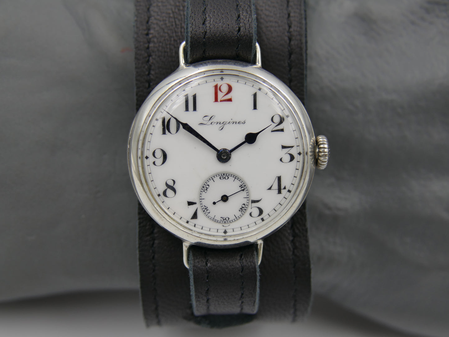 10s vintage watch WW1 Longines trench military solid silver 900 hand wind 13.34 rare