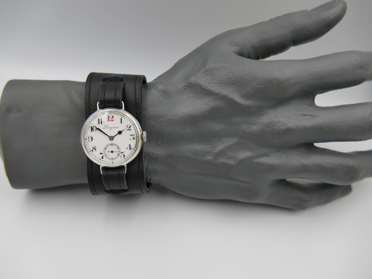 10s vintage watch WW1 Longines trench military solid silver 900 hand wind 13.34 rare