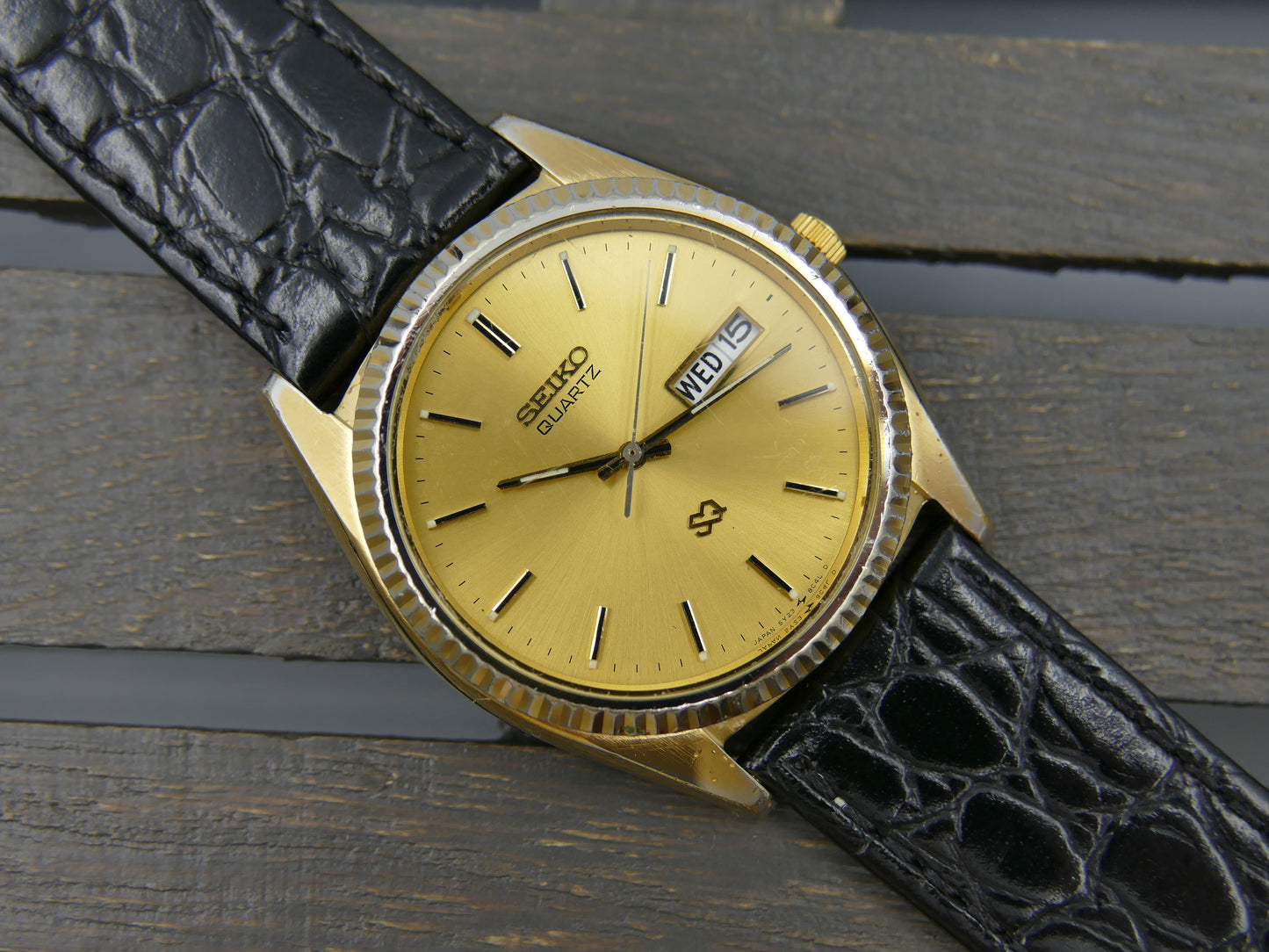 vintage watch mens Seiko SQ quartz president gold pl