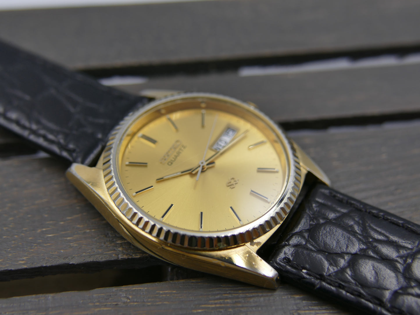vintage watch mens Seiko SQ quartz president gold pl
