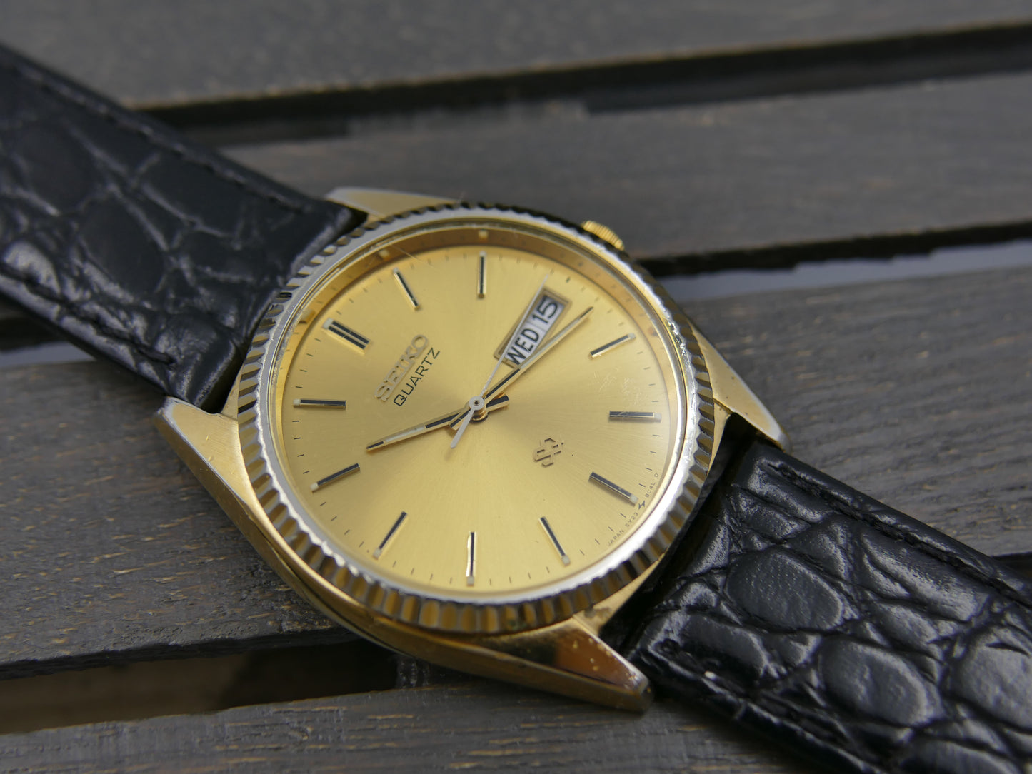 vintage watch mens Seiko SQ quartz president gold pl