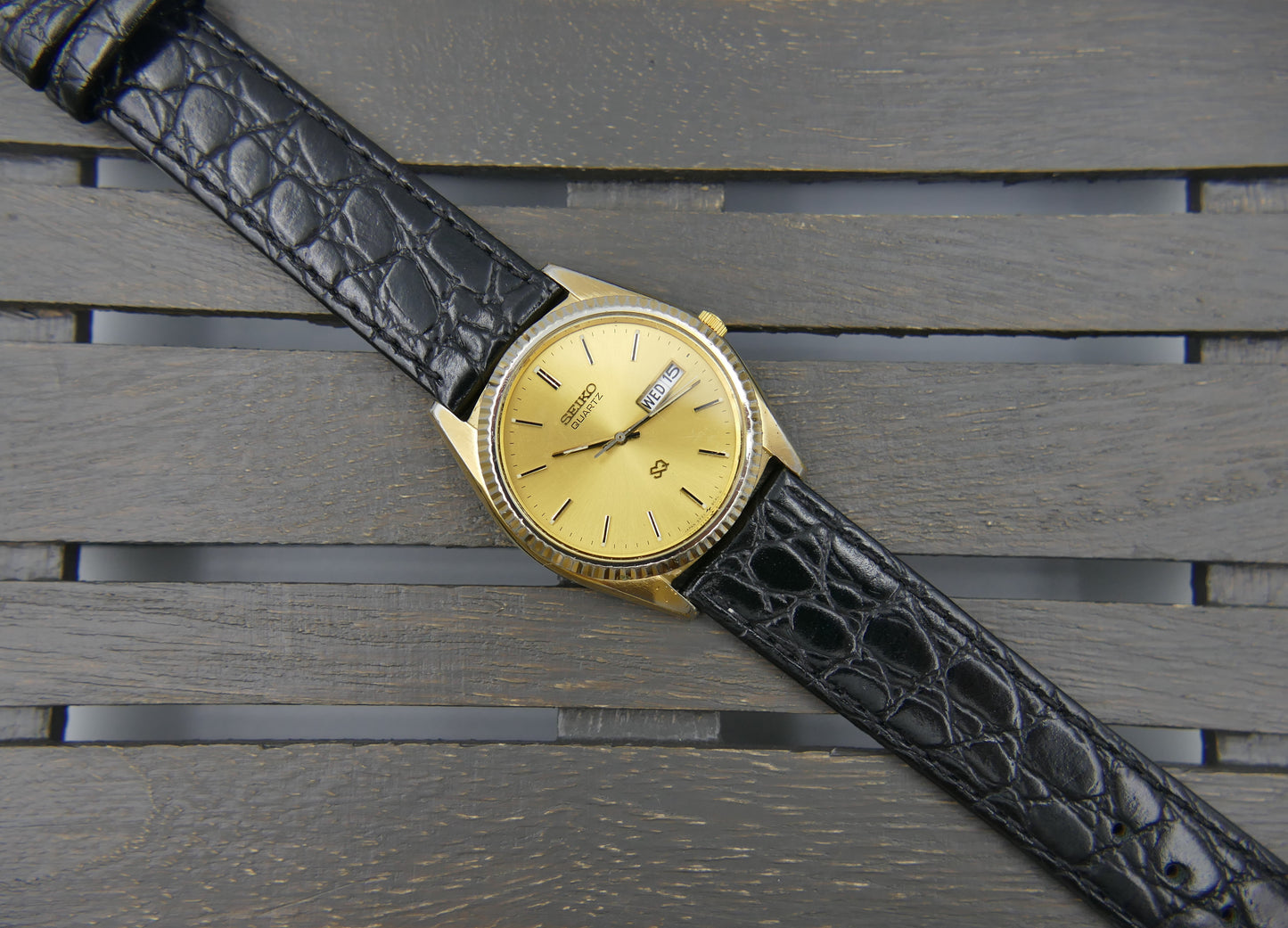 vintage watch mens Seiko SQ quartz president gold pl