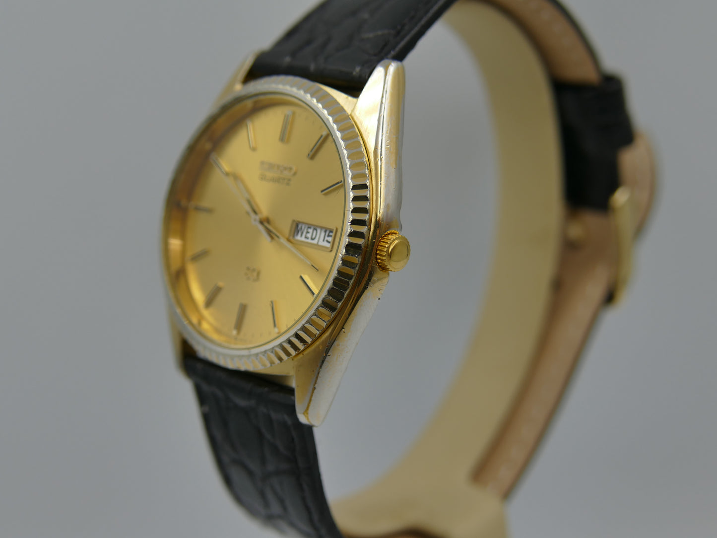 vintage watch mens Seiko SQ quartz president gold pl
