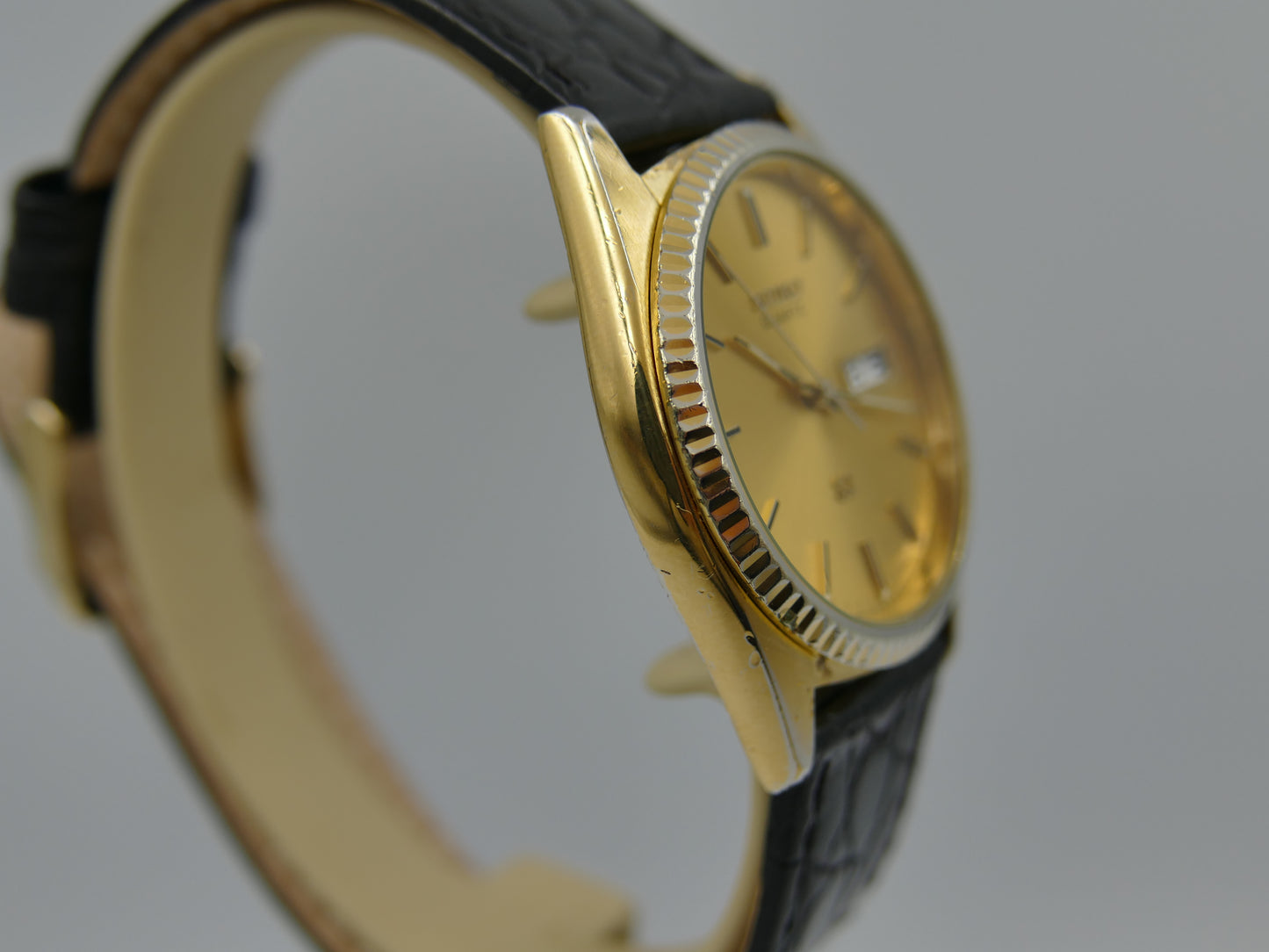vintage watch mens Seiko SQ quartz president gold pl
