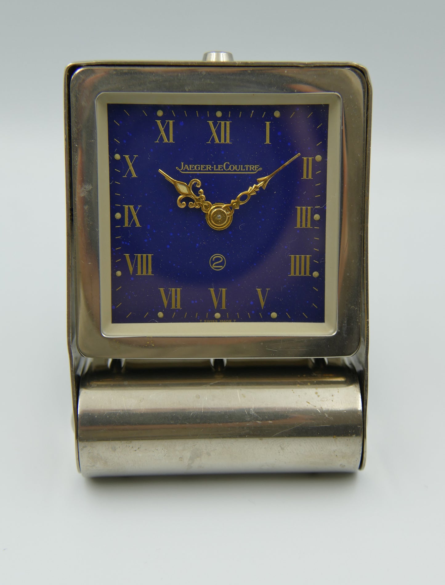 Vintage Clock Jaeger LeCoultre Art Deco Alarm Travel Clock Folding Lapis Lazuli dial