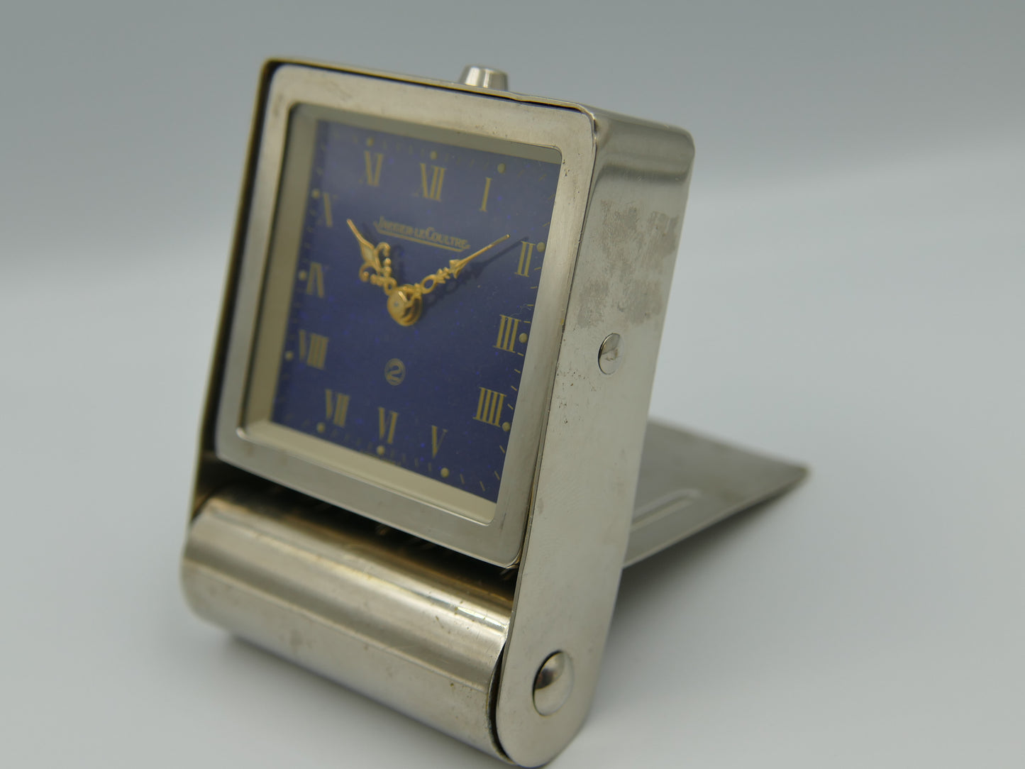 Vintage Clock Jaeger LeCoultre Art Deco Alarm Travel Clock Folding Lapis Lazuli dial