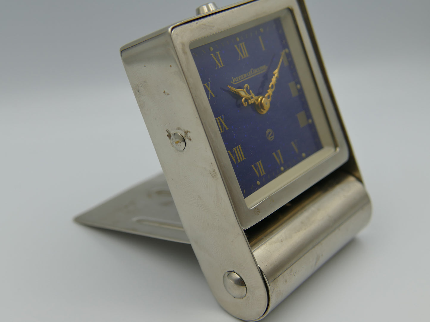 Vintage Clock Jaeger LeCoultre Art Deco Alarm Travel Clock Folding Lapis Lazuli dial