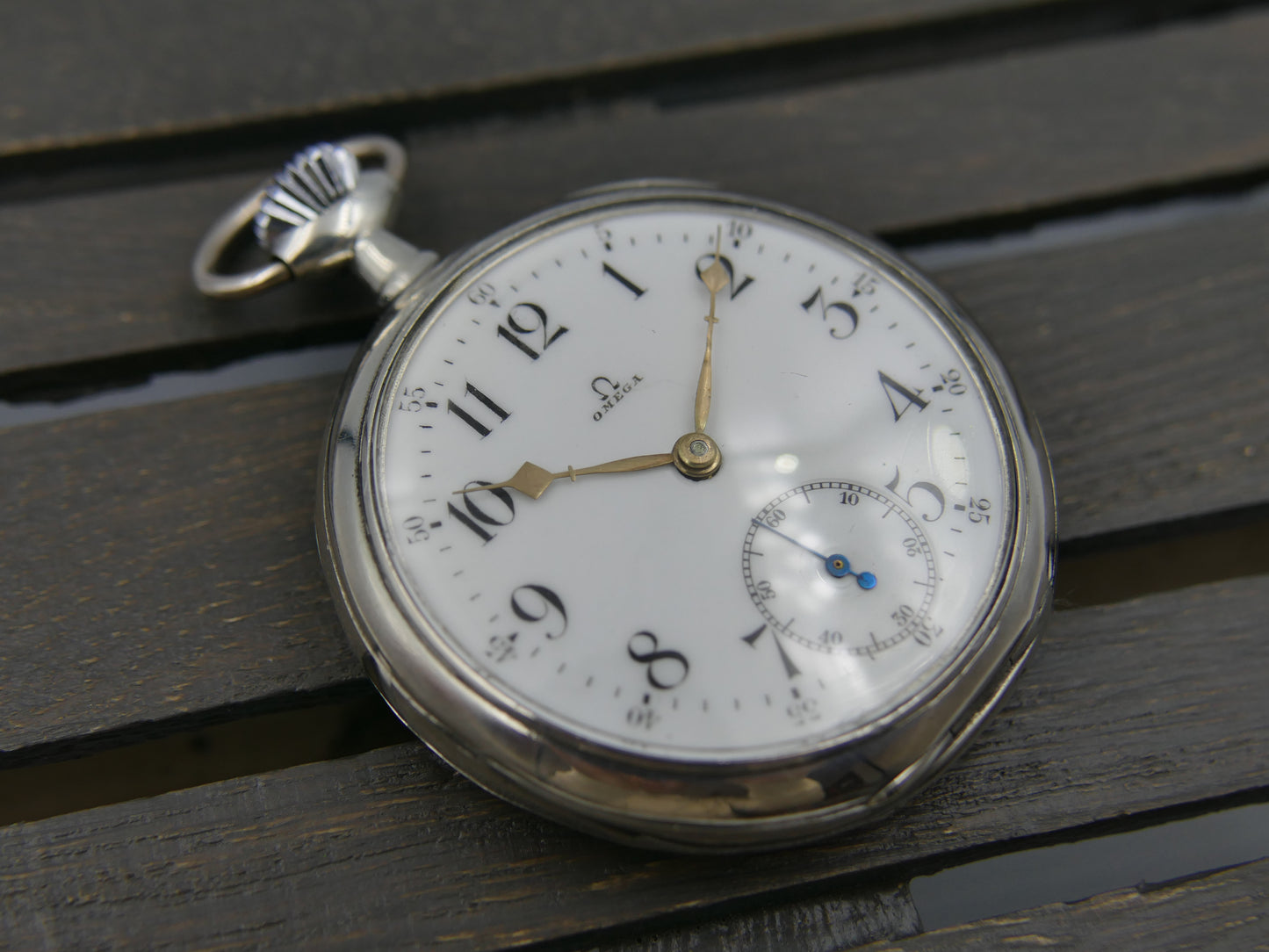1916 vintage gousset pocket watch Omega 18’’’ L7-16p manual wind solid silver case 0.800