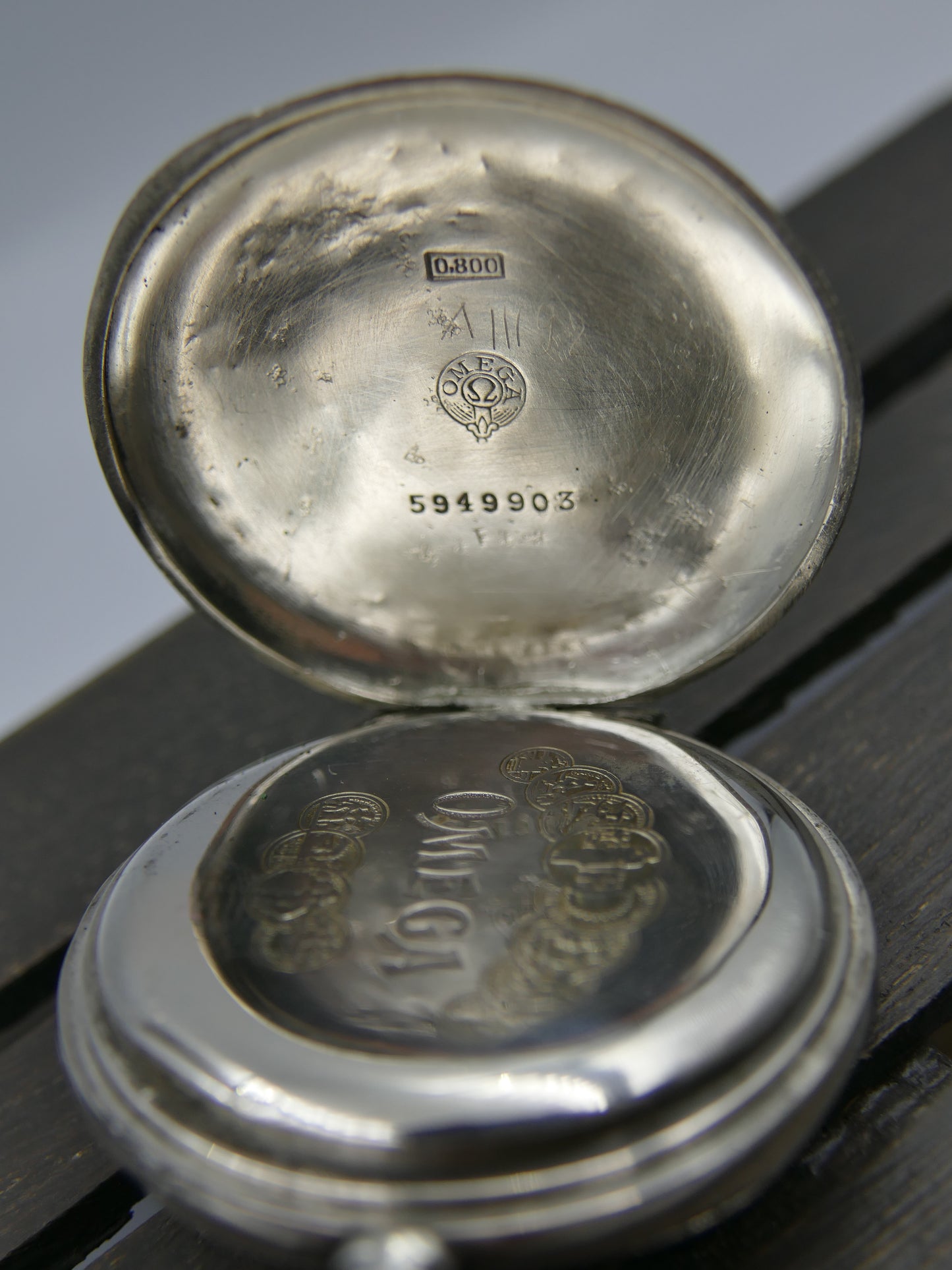 1916 vintage gousset pocket watch Omega 18’’’ L7-16p manual wind solid silver case 0.800
