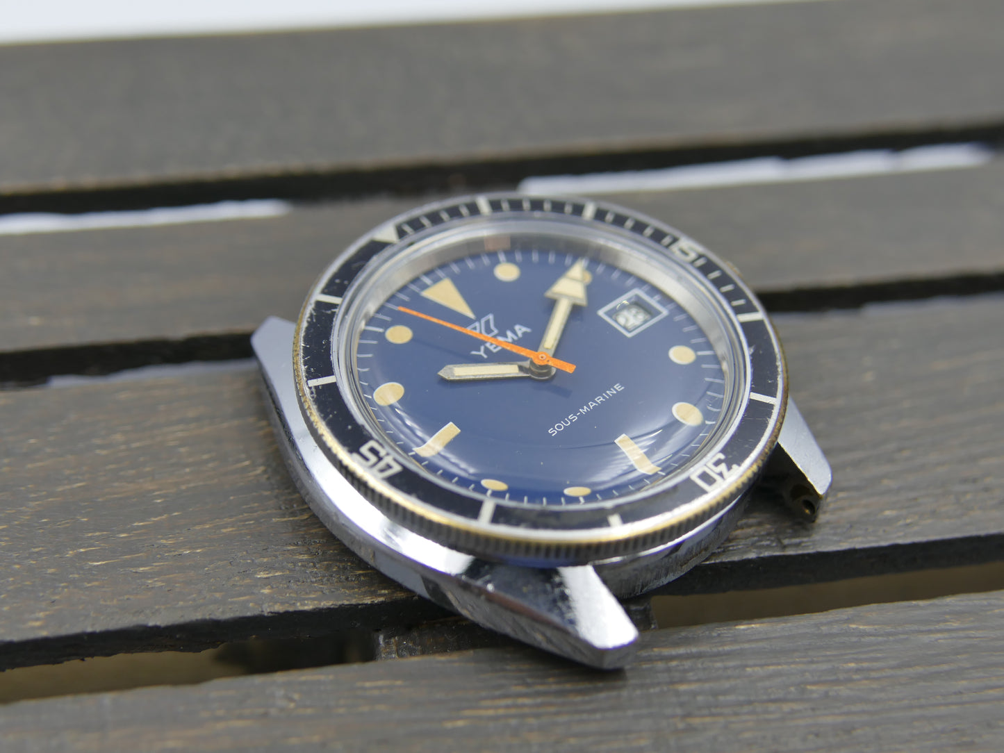 60s vintage watch mens YEMA SOUS-MARINE Diver blue dial