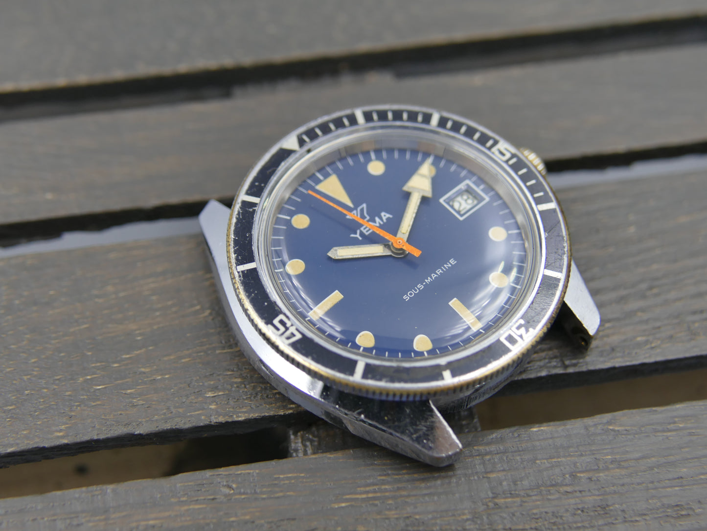 60s vintage watch mens YEMA SOUS-MARINE Diver blue dial